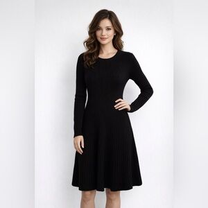 New with tags - GAP - fit & flare, black, long sleeve rib-knit dress. Large
